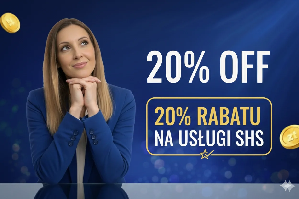Baner reklamowy programu poleceń SHS z hasłem 'Zarabiaj z nami'.